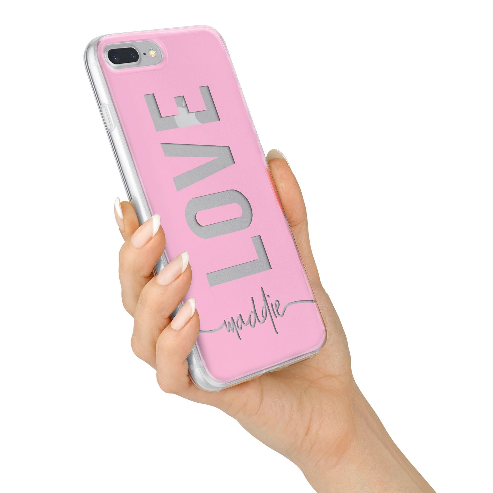 Personalised Love See Through Name iPhone 7 Plus Bumper Case on Silver iPhone Alternative Image