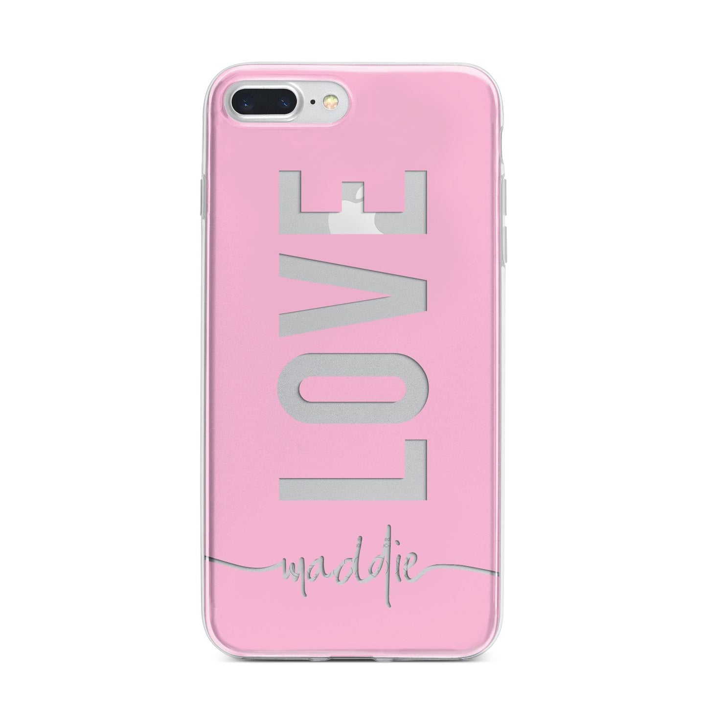 Personalised Love See Through Name iPhone 7 Plus Bumper Case on Silver iPhone