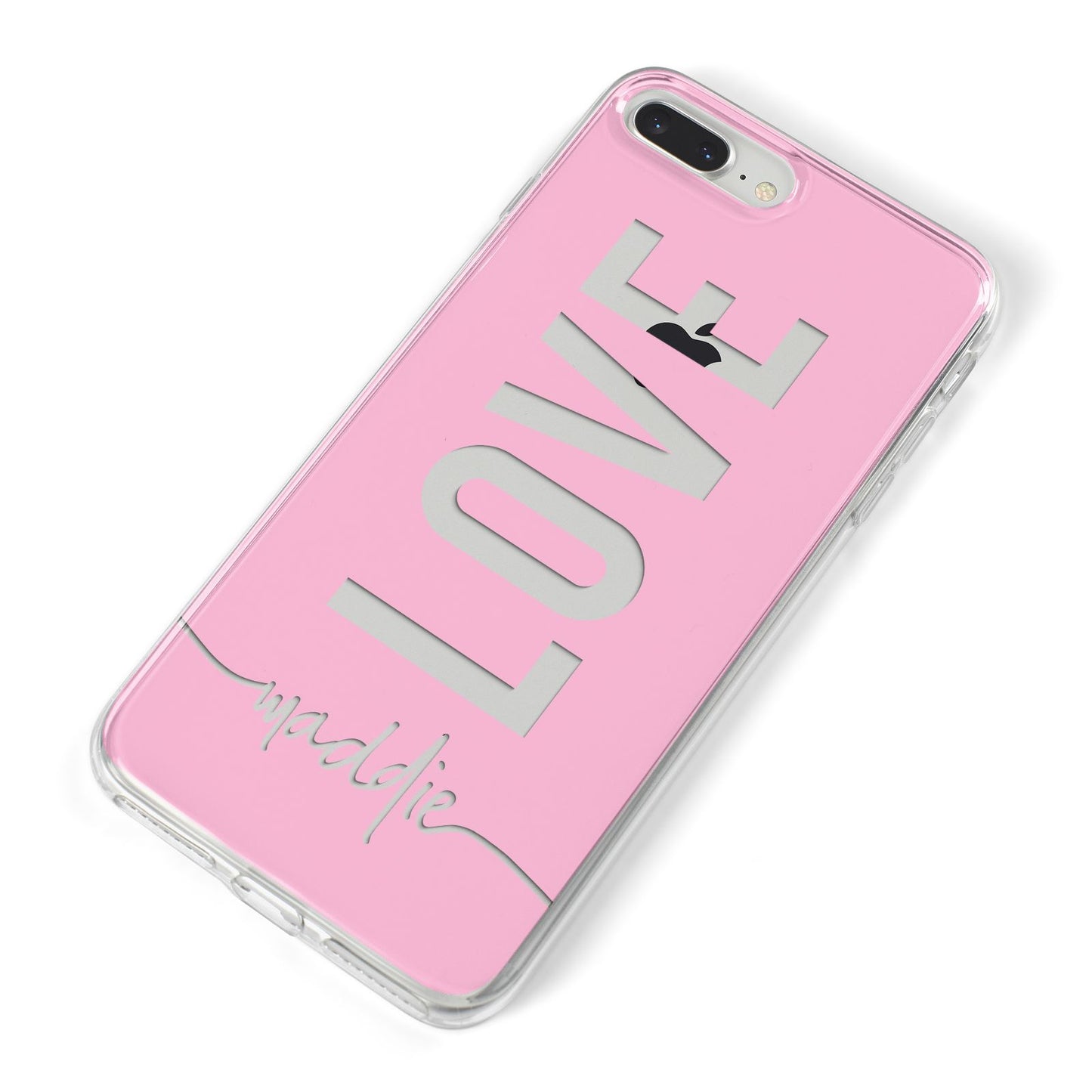 Personalised Love See Through Name iPhone 8 Plus Bumper Case on Silver iPhone Alternative Image