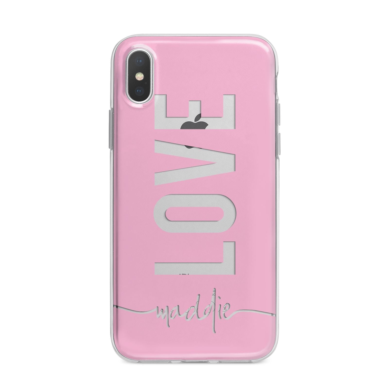 Personalised Love See Through Name iPhone X Bumper Case on Silver iPhone Alternative Image 1