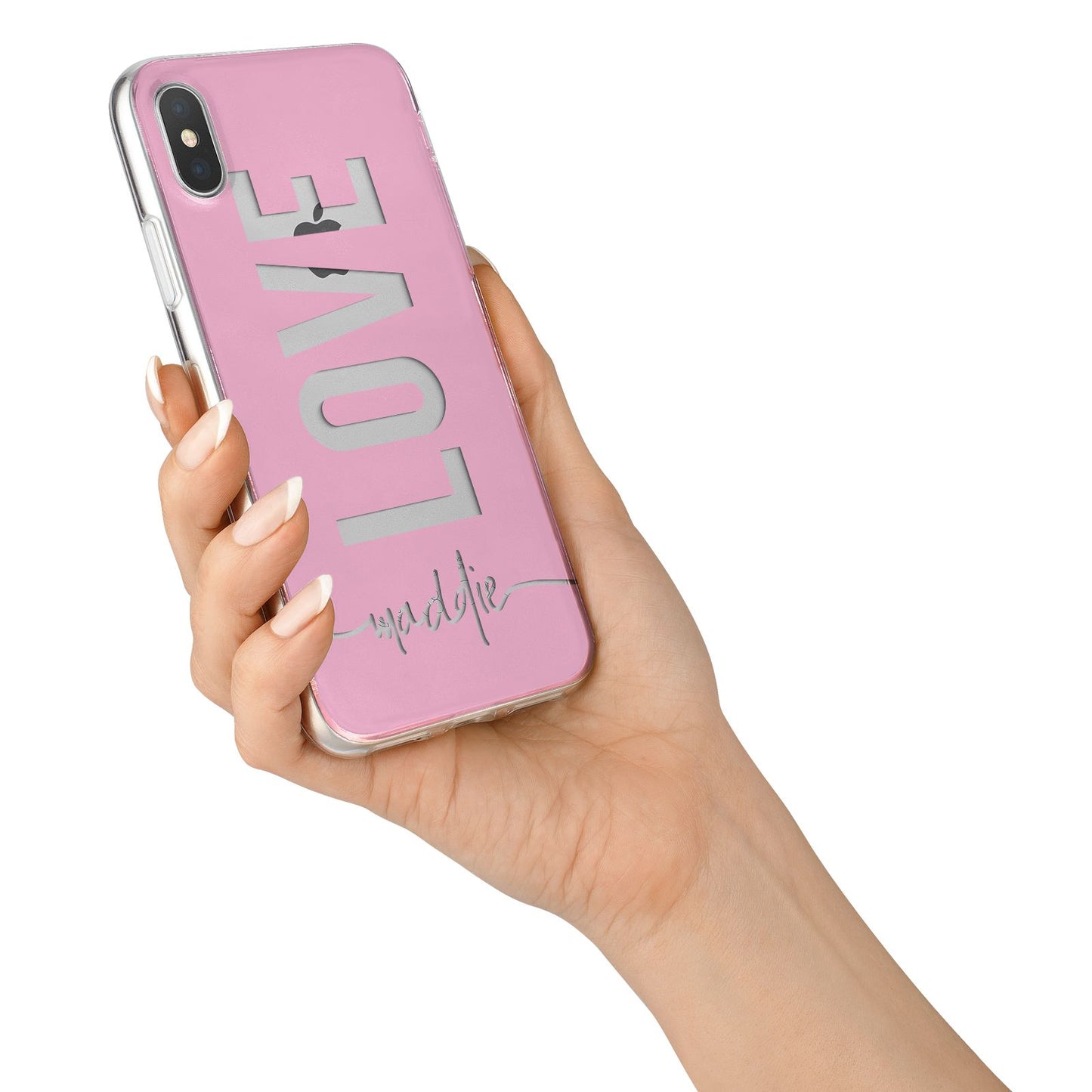 Personalised Love See Through Name iPhone X Bumper Case on Silver iPhone Alternative Image 2