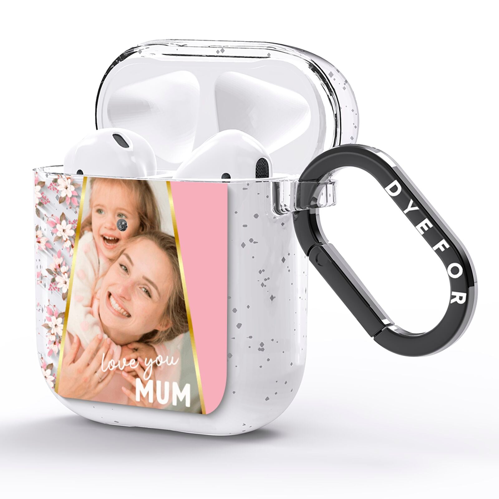 Personalised Love You Mum AirPods Glitter Case Side Image