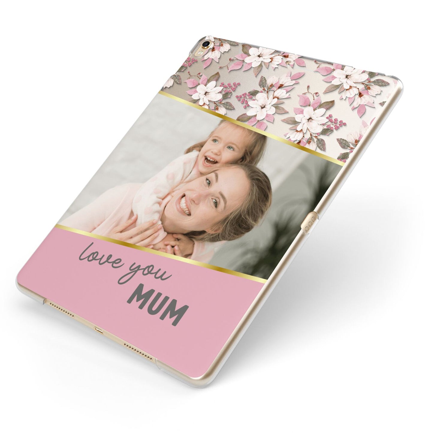 Personalised Love You Mum Apple iPad Case on Gold iPad Side View