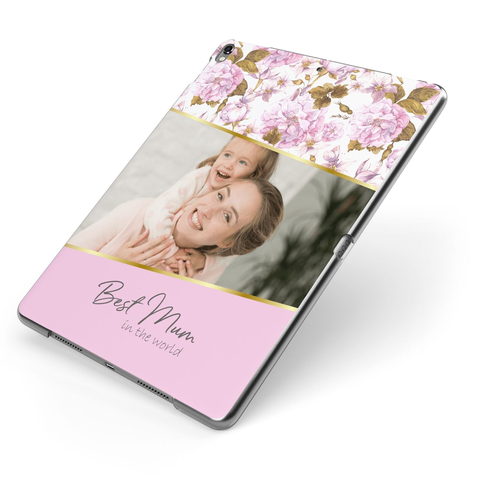 Personalised Love You Mum Apple iPad Case on Grey iPad Side View