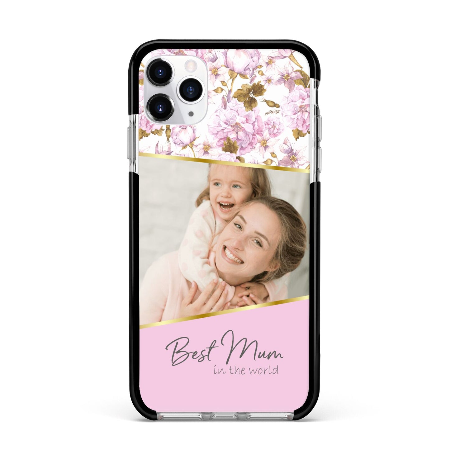 Personalised Love You Mum Apple iPhone 11 Pro Max in Silver with Black Impact Case