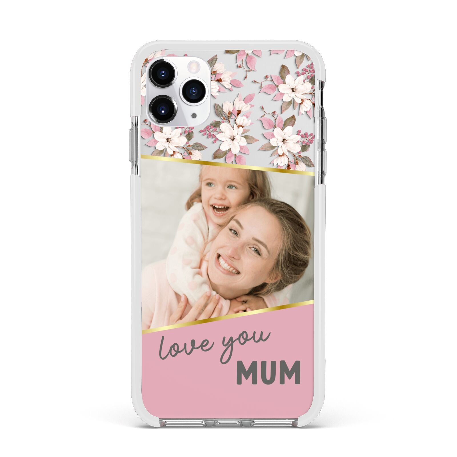Personalised Love You Mum Apple iPhone 11 Pro Max in Silver with White Impact Case