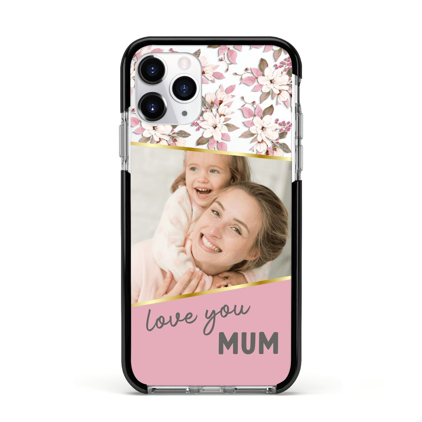 Personalised Love You Mum Apple iPhone 11 Pro in Silver with Black Impact Case