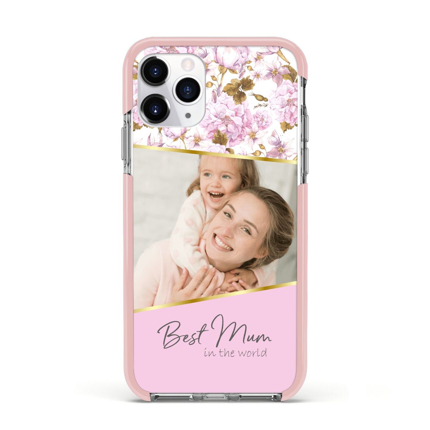Personalised Love You Mum Apple iPhone 11 Pro in Silver with Pink Impact Case