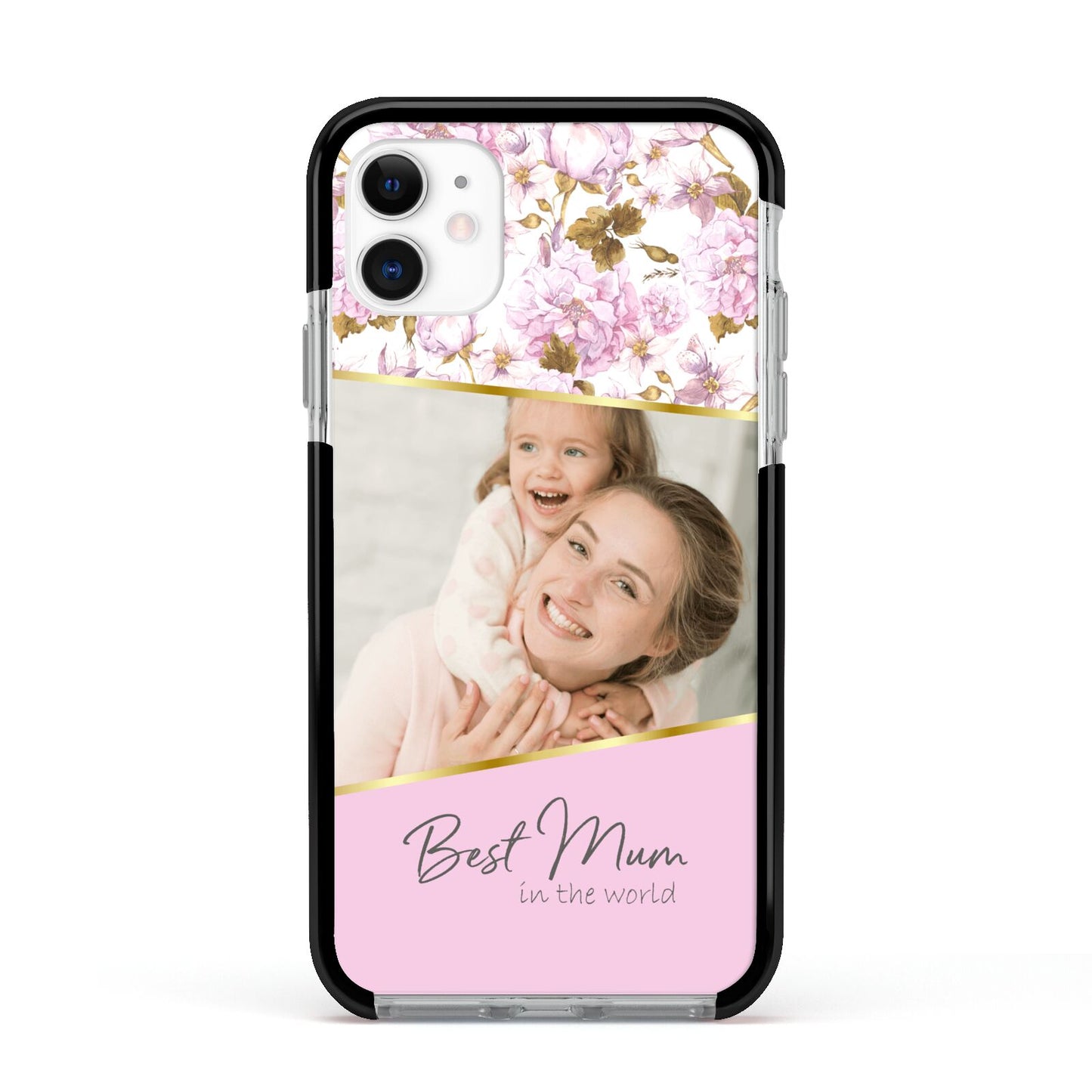 Personalised Love You Mum Apple iPhone 11 in White with Black Impact Case