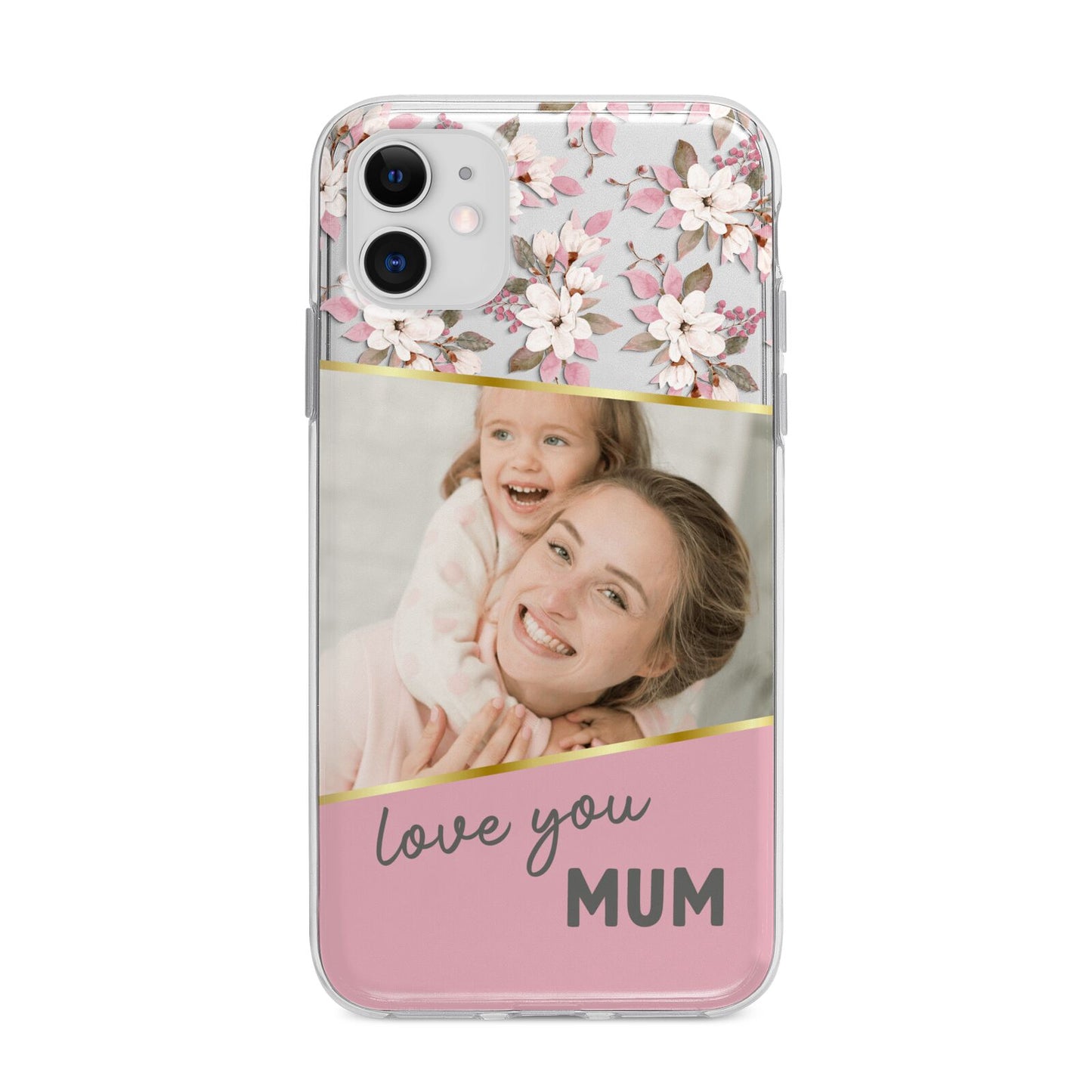 Personalised Love You Mum Apple iPhone 11 in White with Bumper Case