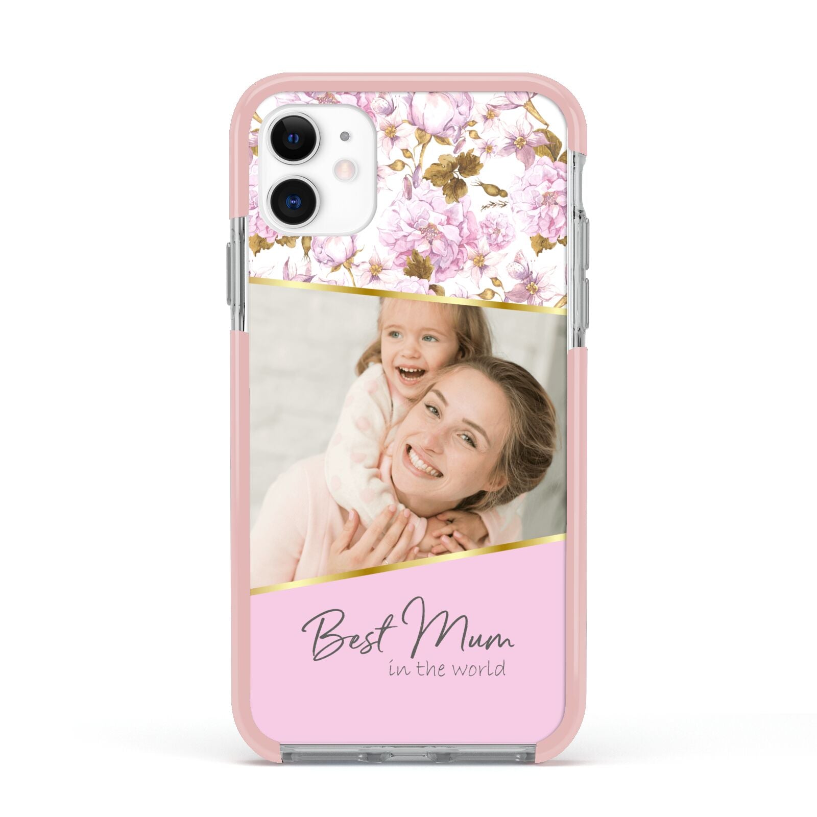 Personalised Love You Mum Apple iPhone 11 in White with Pink Impact Case