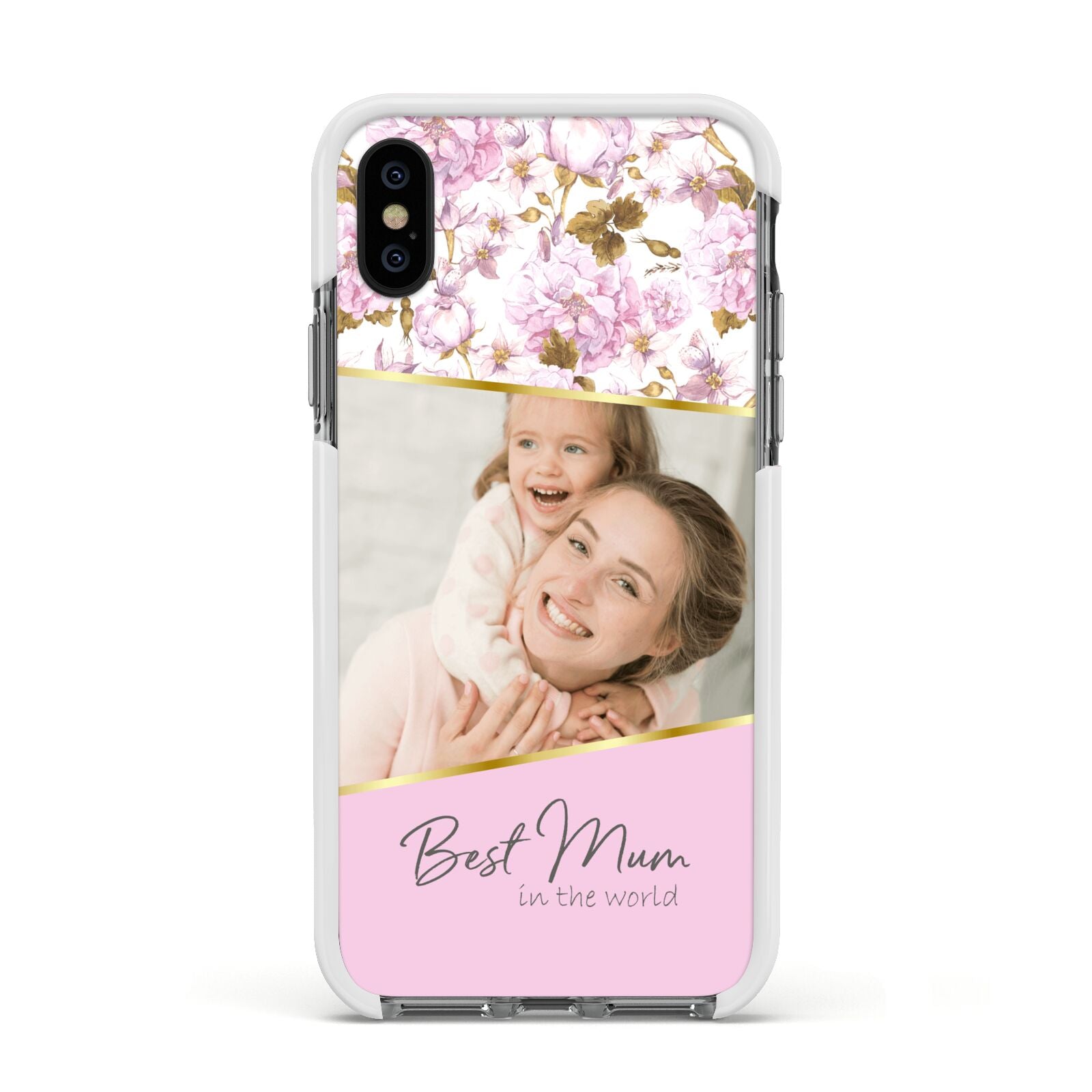 Personalised Love You Mum Apple iPhone Xs Impact Case White Edge on Black Phone