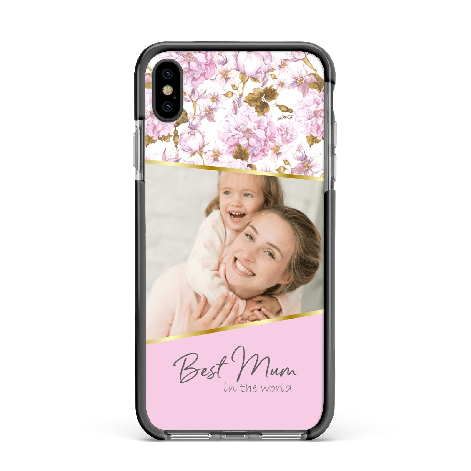 Personalised Love You Mum Apple iPhone Xs Max Impact Case Black Edge on Black Phone