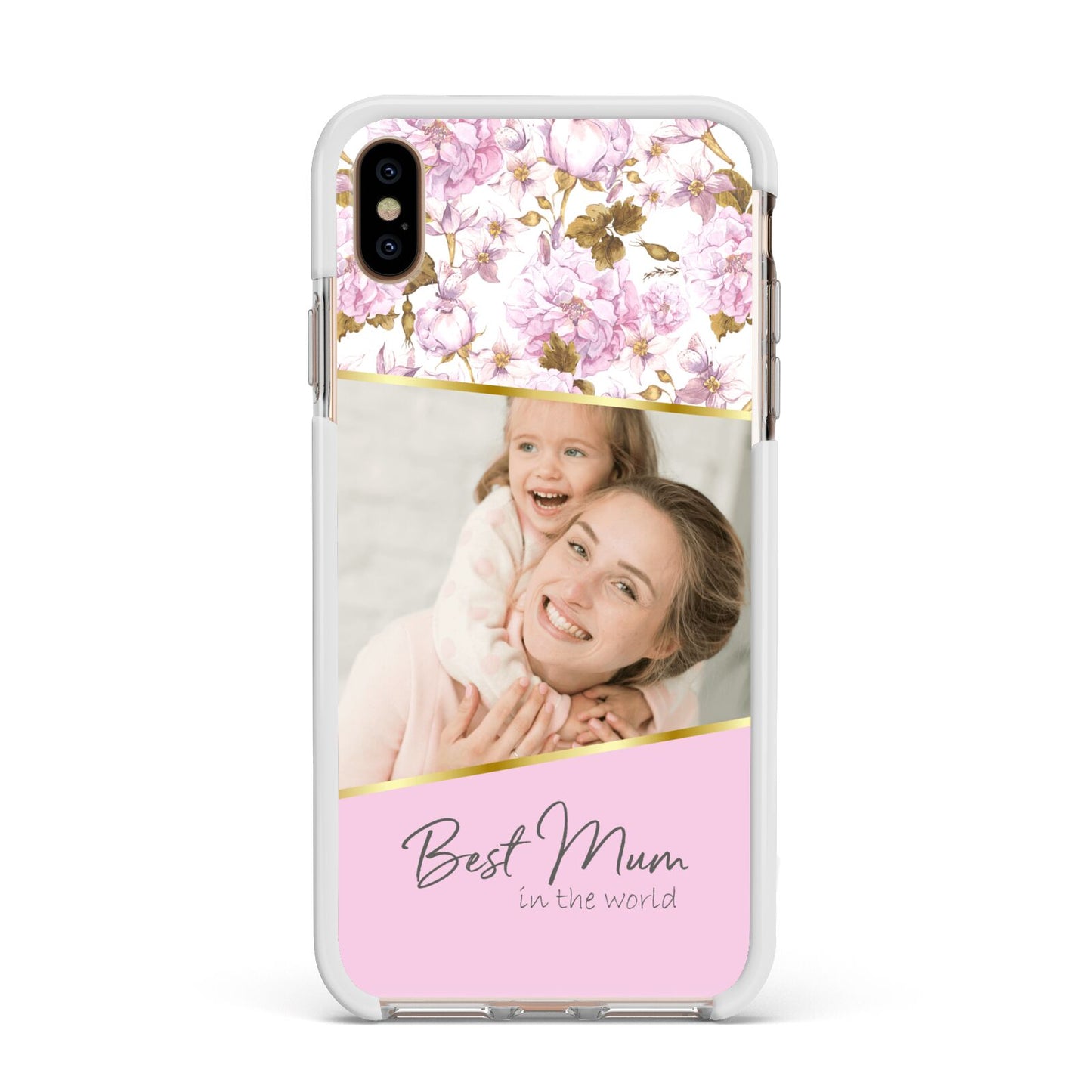 Personalised Love You Mum Apple iPhone Xs Max Impact Case White Edge on Gold Phone