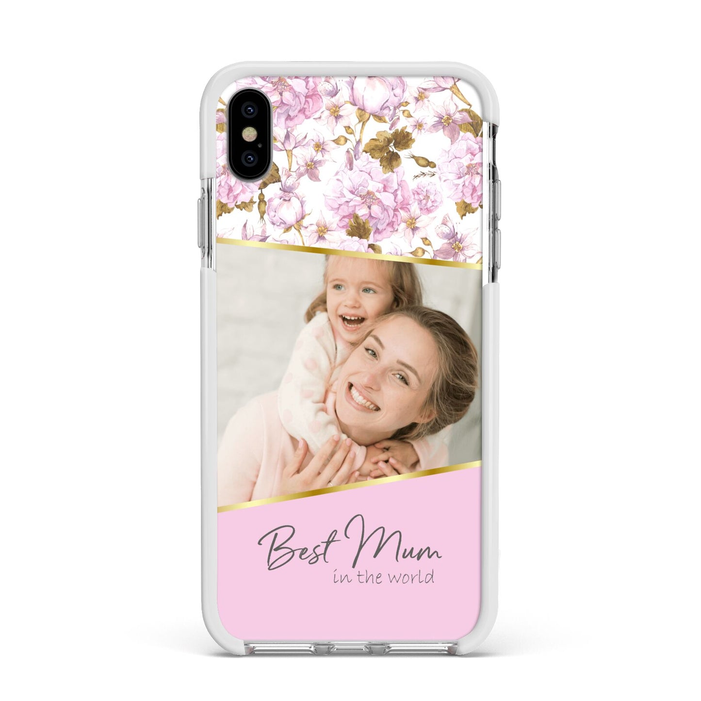 Personalised Love You Mum Apple iPhone Xs Max Impact Case White Edge on Silver Phone