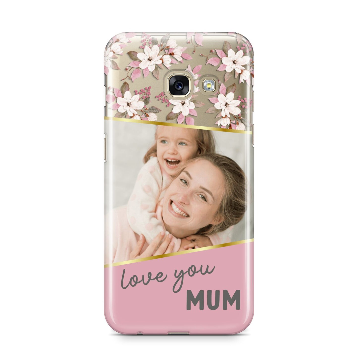 Personalised Love You Mum Samsung Galaxy A3 2017 Case on gold phone