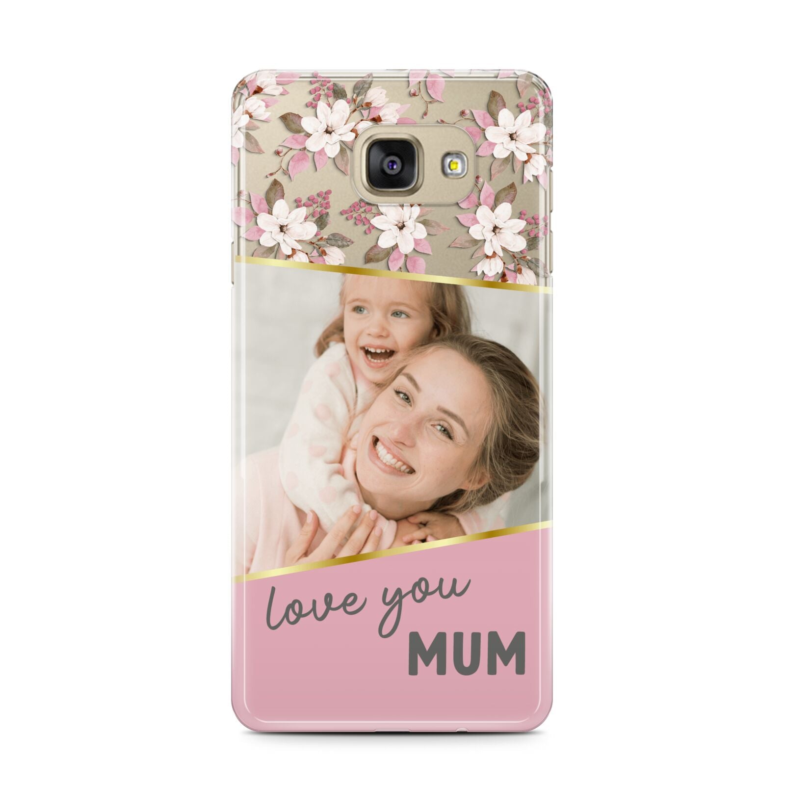 Personalised Love You Mum Samsung Galaxy A7 2016 Case on gold phone