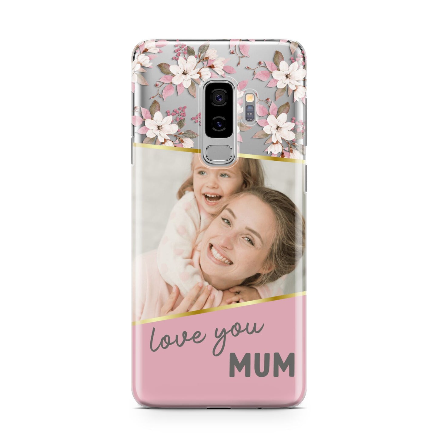Personalised Love You Mum Samsung Galaxy S9 Plus Case on Silver phone