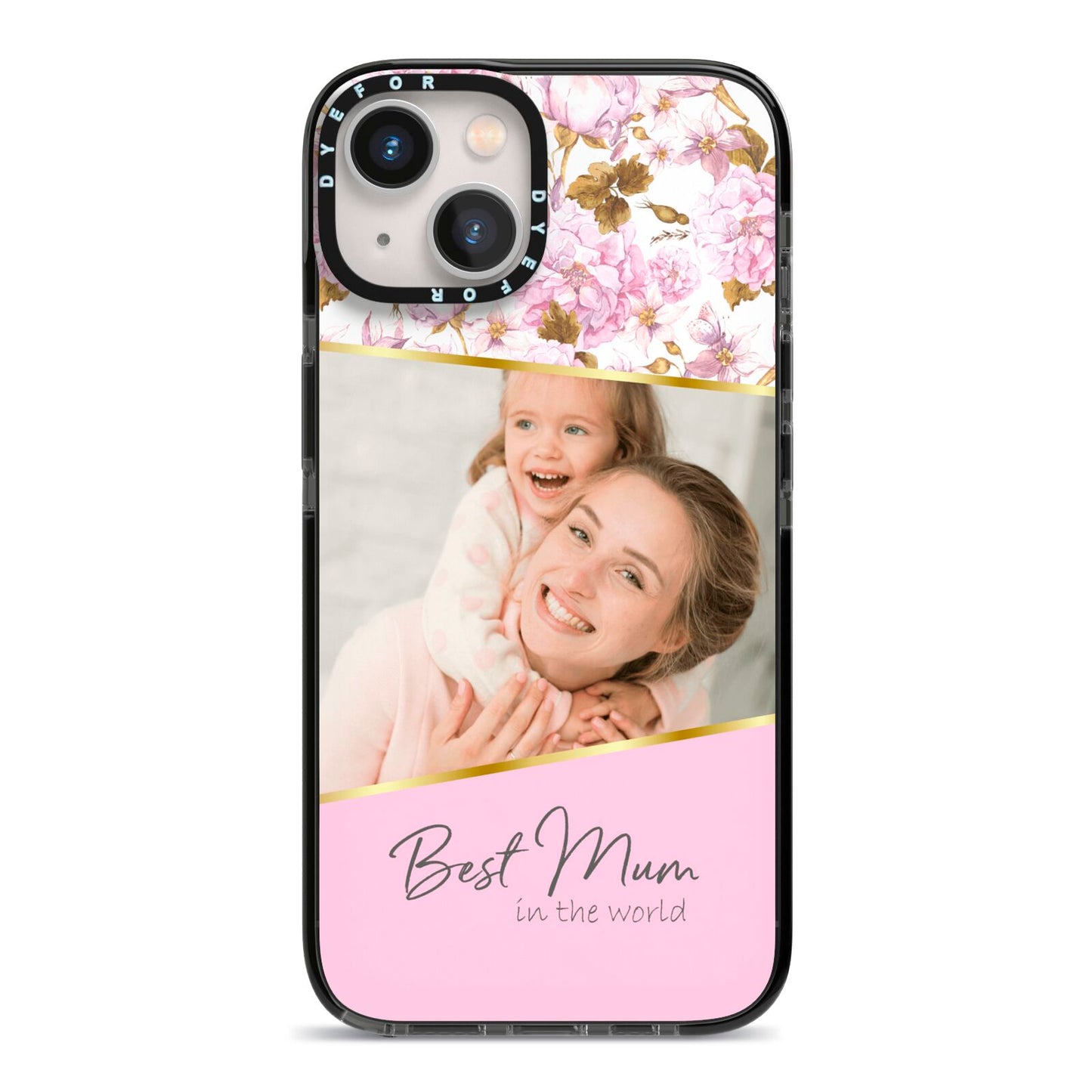 Personalised Love You Mum iPhone 13 Black Impact Case on Silver phone