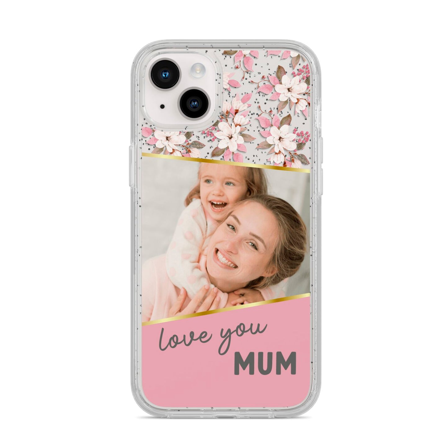 Personalised Love You Mum iPhone 14 Plus Glitter Tough Case Starlight