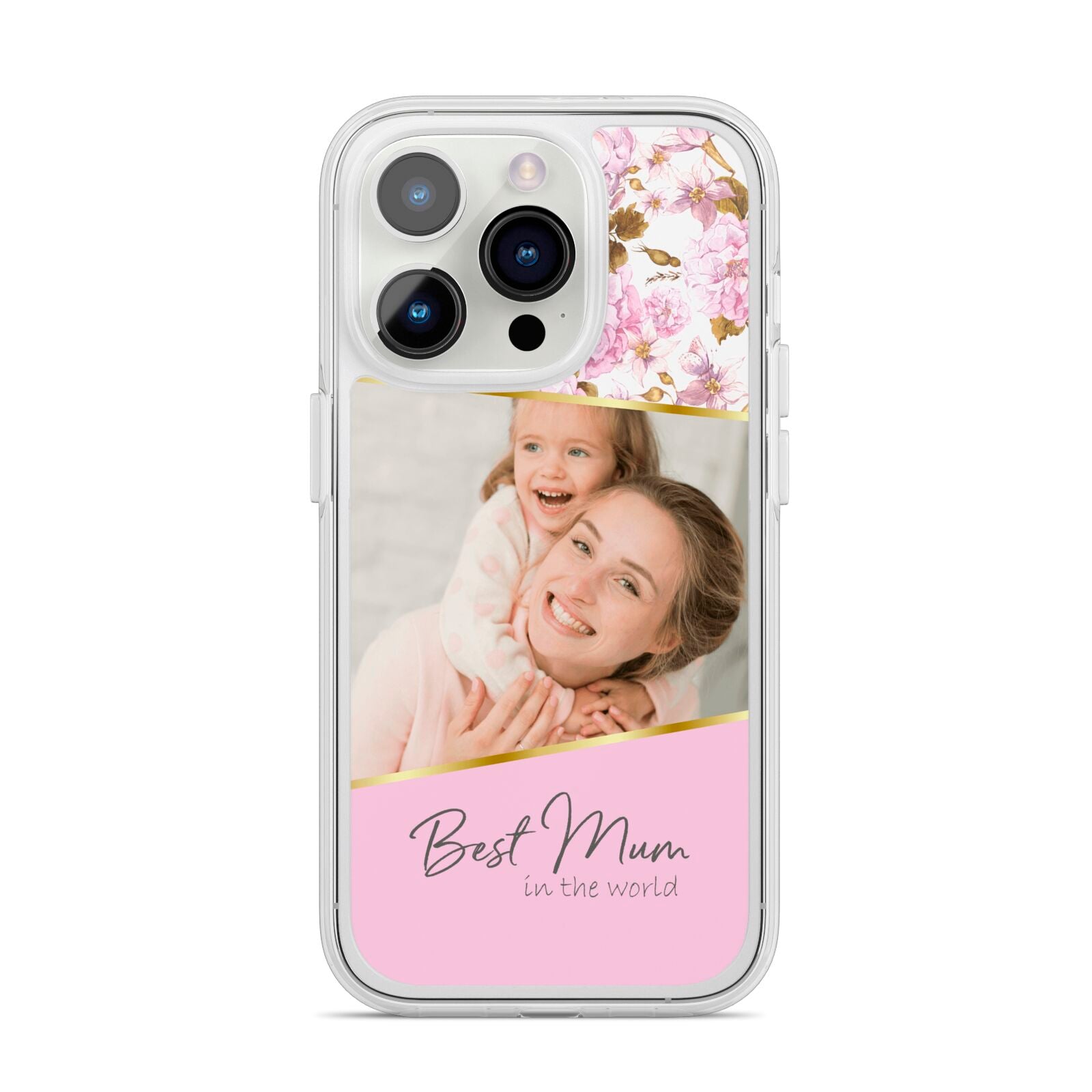 Personalised Love You Mum iPhone 14 Pro Clear Tough Case Silver