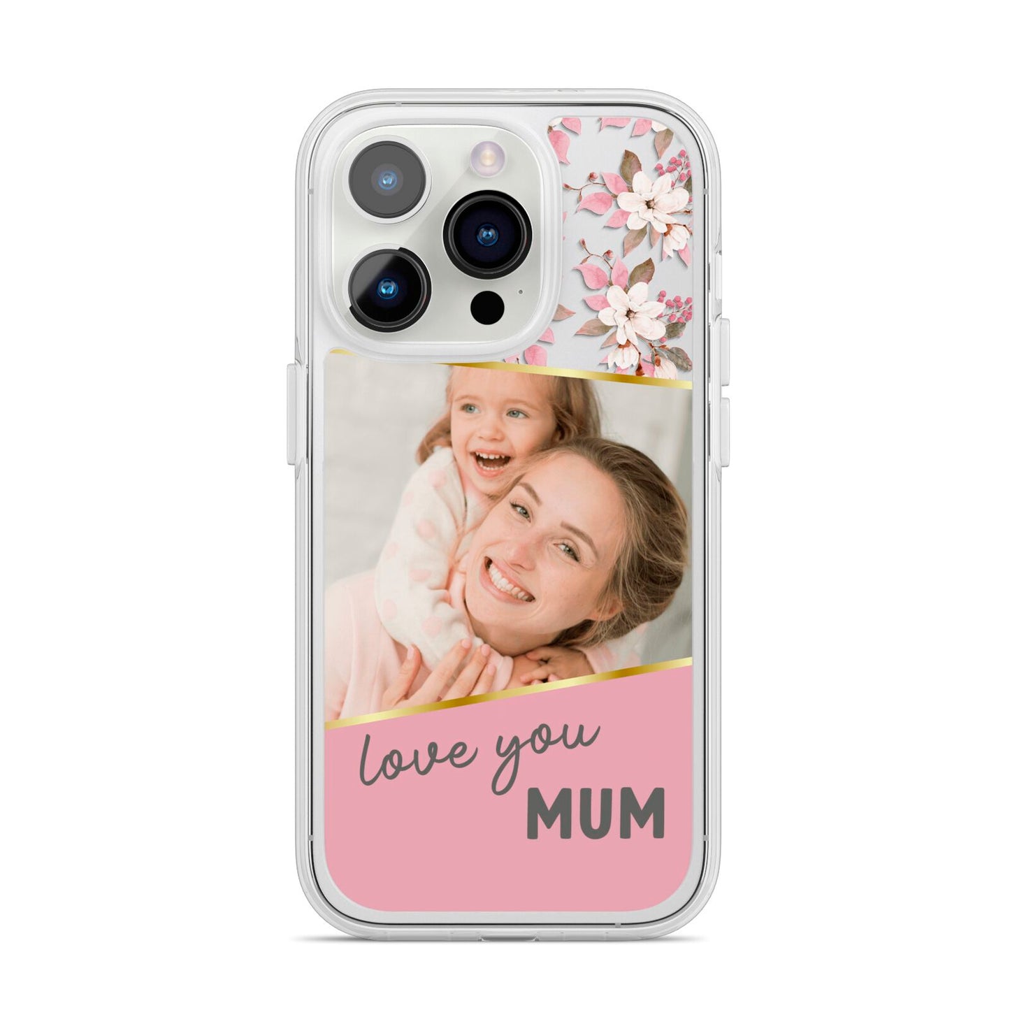 Personalised Love You Mum iPhone 14 Pro Clear Tough Case Silver