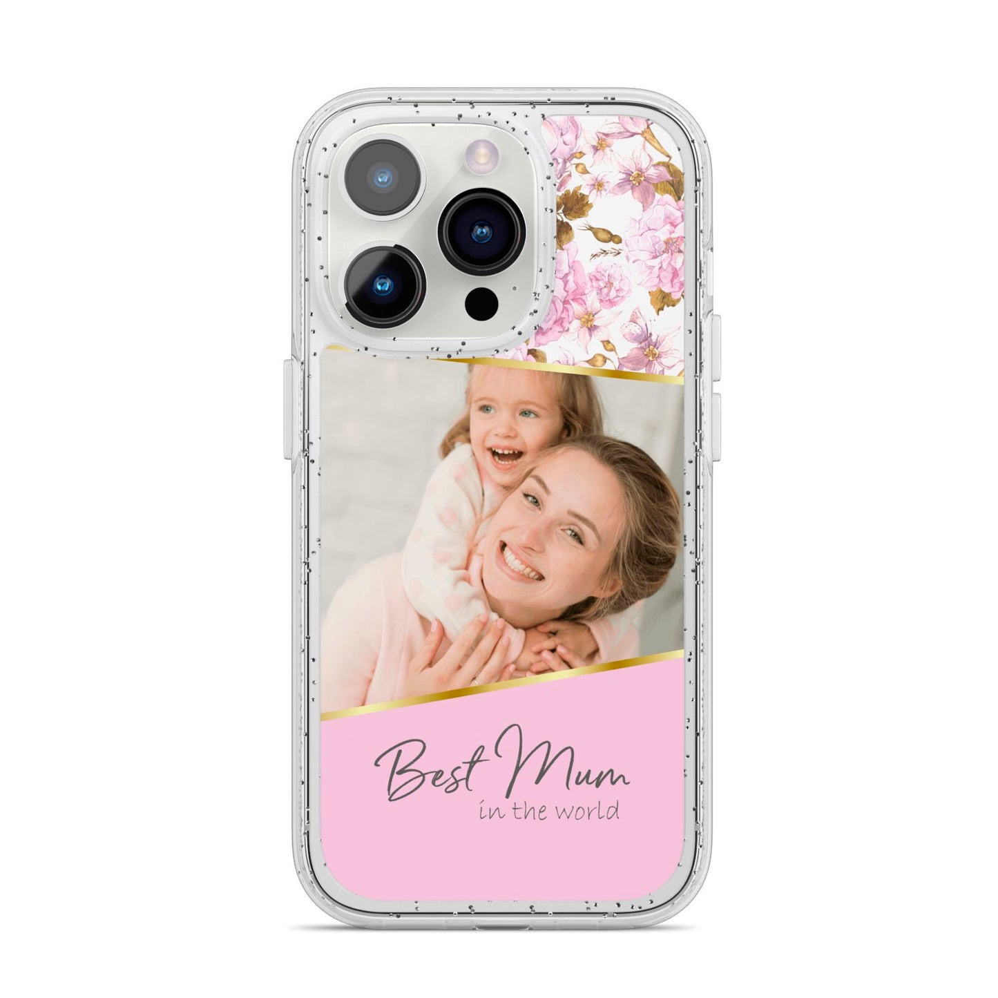 Personalised Love You Mum iPhone 14 Pro Glitter Tough Case Silver