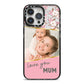 Personalised Love You Mum iPhone 14 Pro Max Black Impact Case on Silver phone