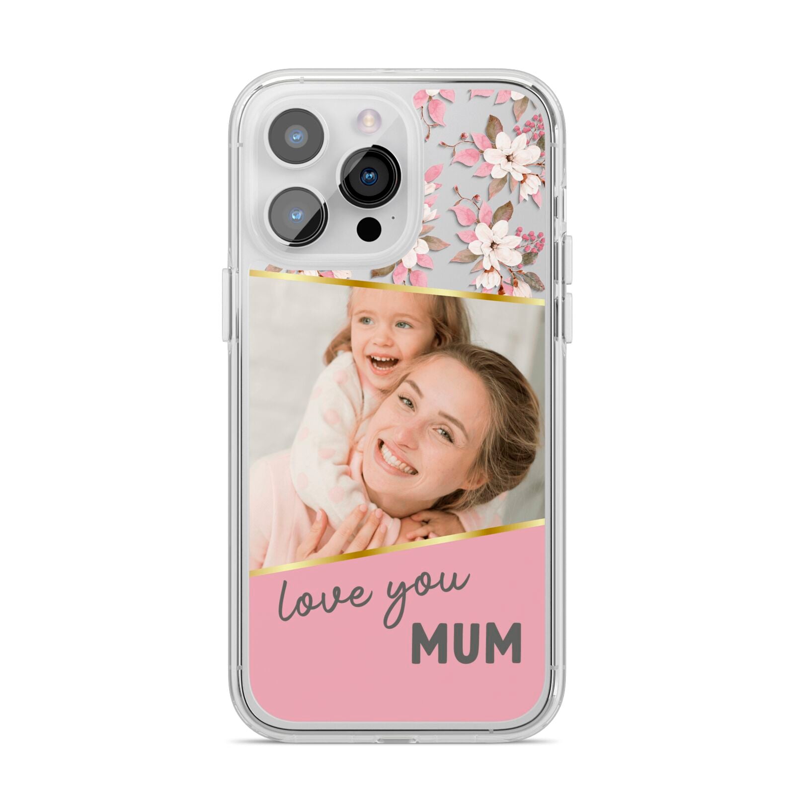 Personalised Love You Mum iPhone 14 Pro Max Clear Tough Case Silver