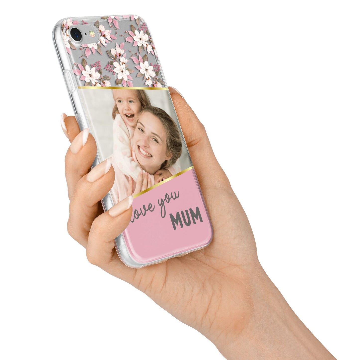 Personalised Love You Mum iPhone 7 Bumper Case on Silver iPhone Alternative Image