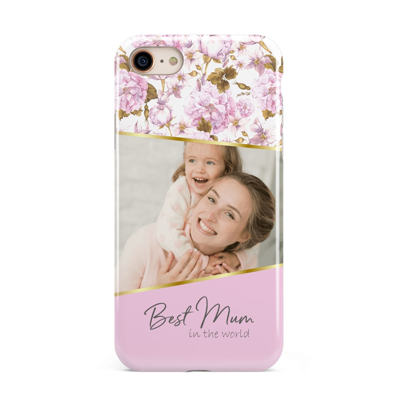 Personalised Love You Mum iPhone 8 3D Tough Case on Gold Phone