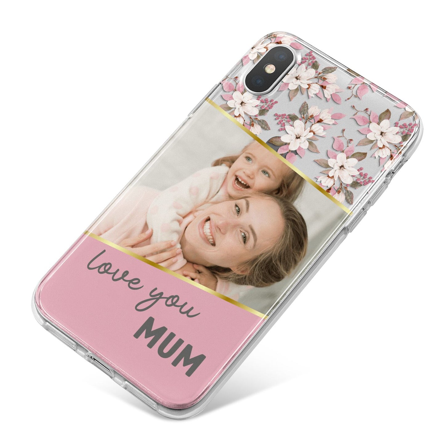 Personalised Love You Mum iPhone X Bumper Case on Silver iPhone