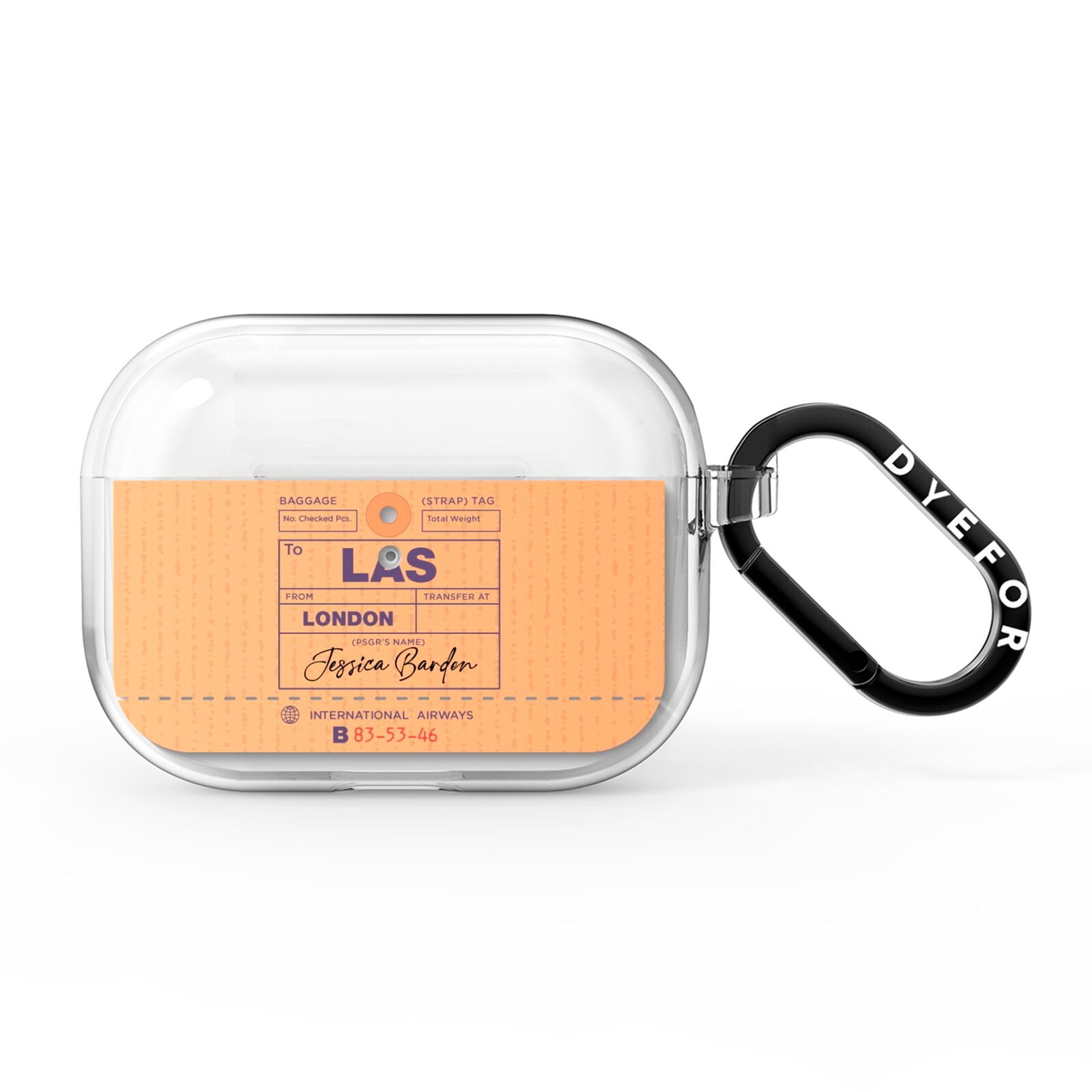 Personalised Luggage Tag AirPods Pro Clear Case