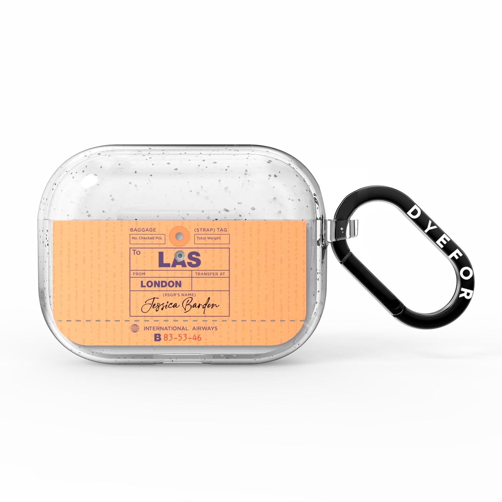 Personalised Luggage Tag AirPods Pro Glitter Case