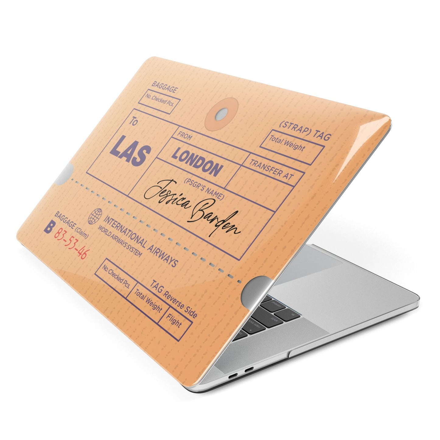 Personalised Luggage Tag Apple MacBook Case Side View