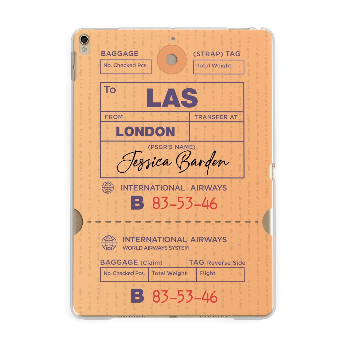 Personalised Luggage Tag Apple iPad Gold Case