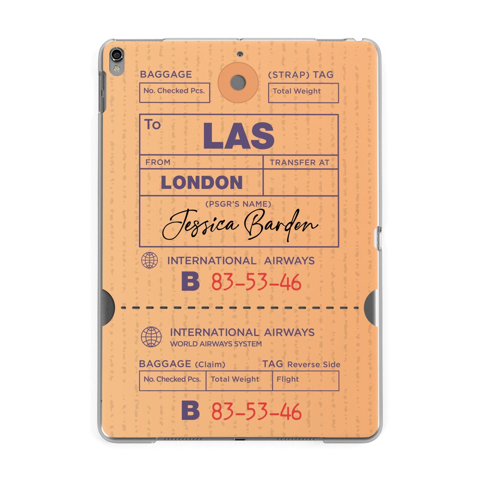 Personalised Luggage Tag Apple iPad Grey Case