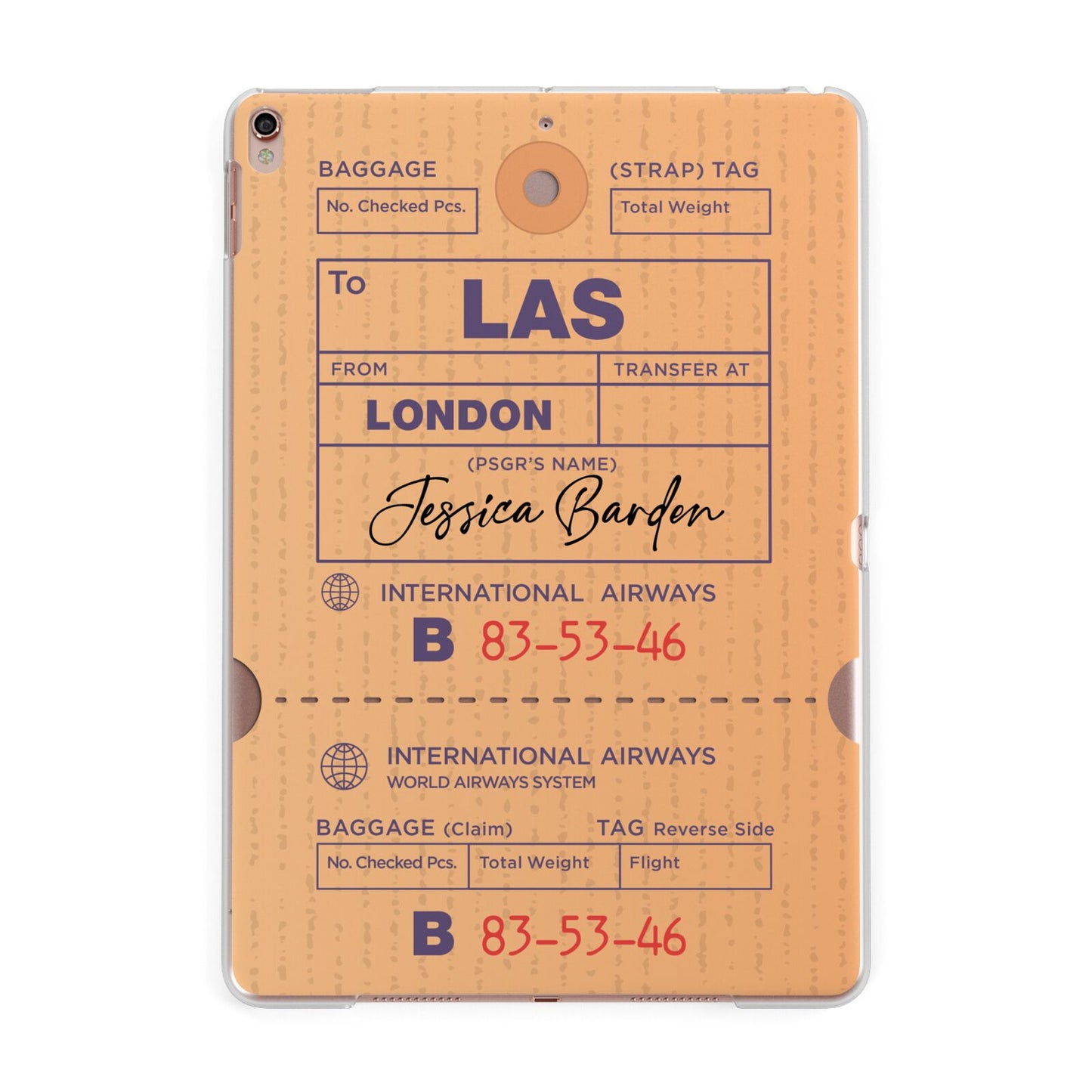Personalised Luggage Tag Apple iPad Rose Gold Case