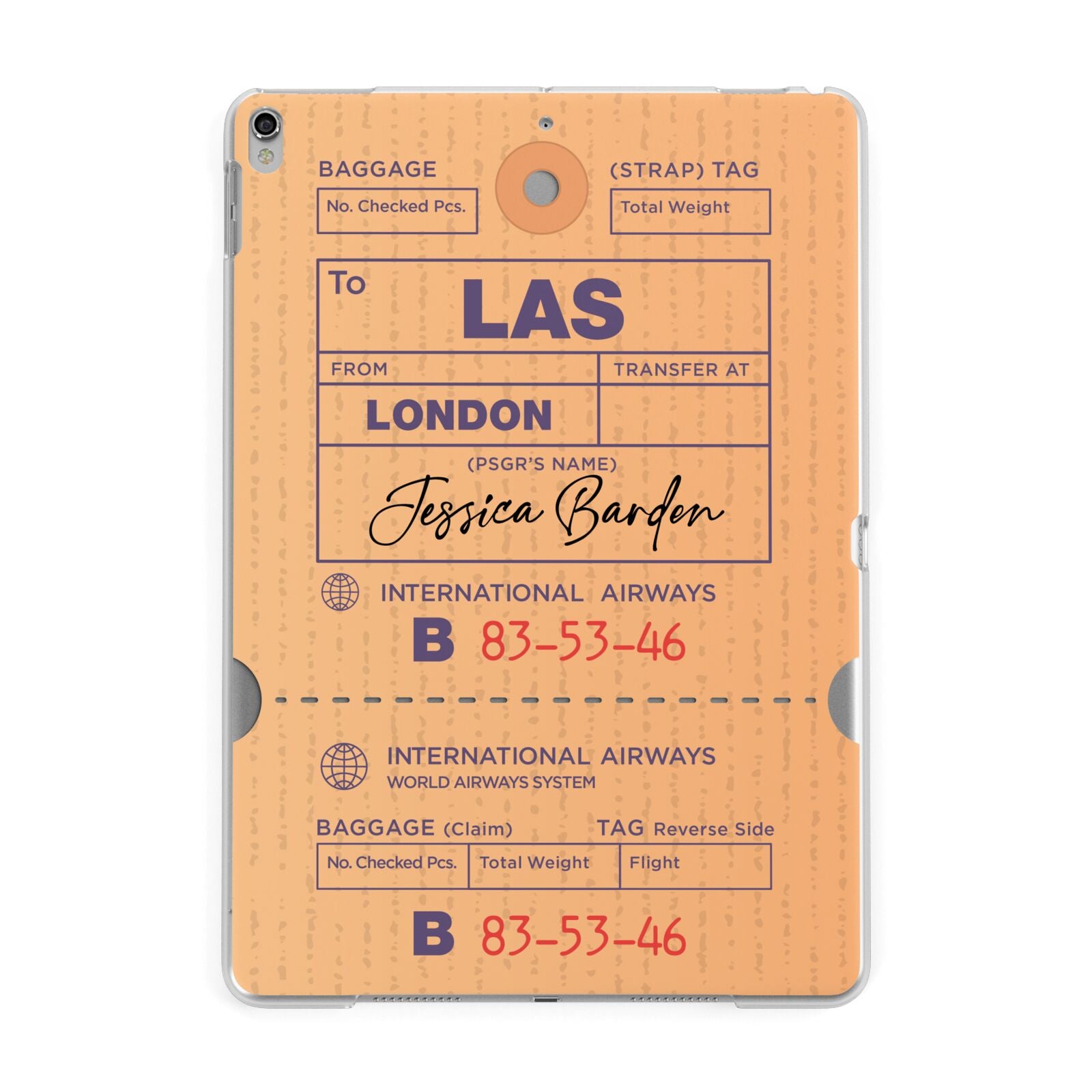 Personalised Luggage Tag Apple iPad Silver Case