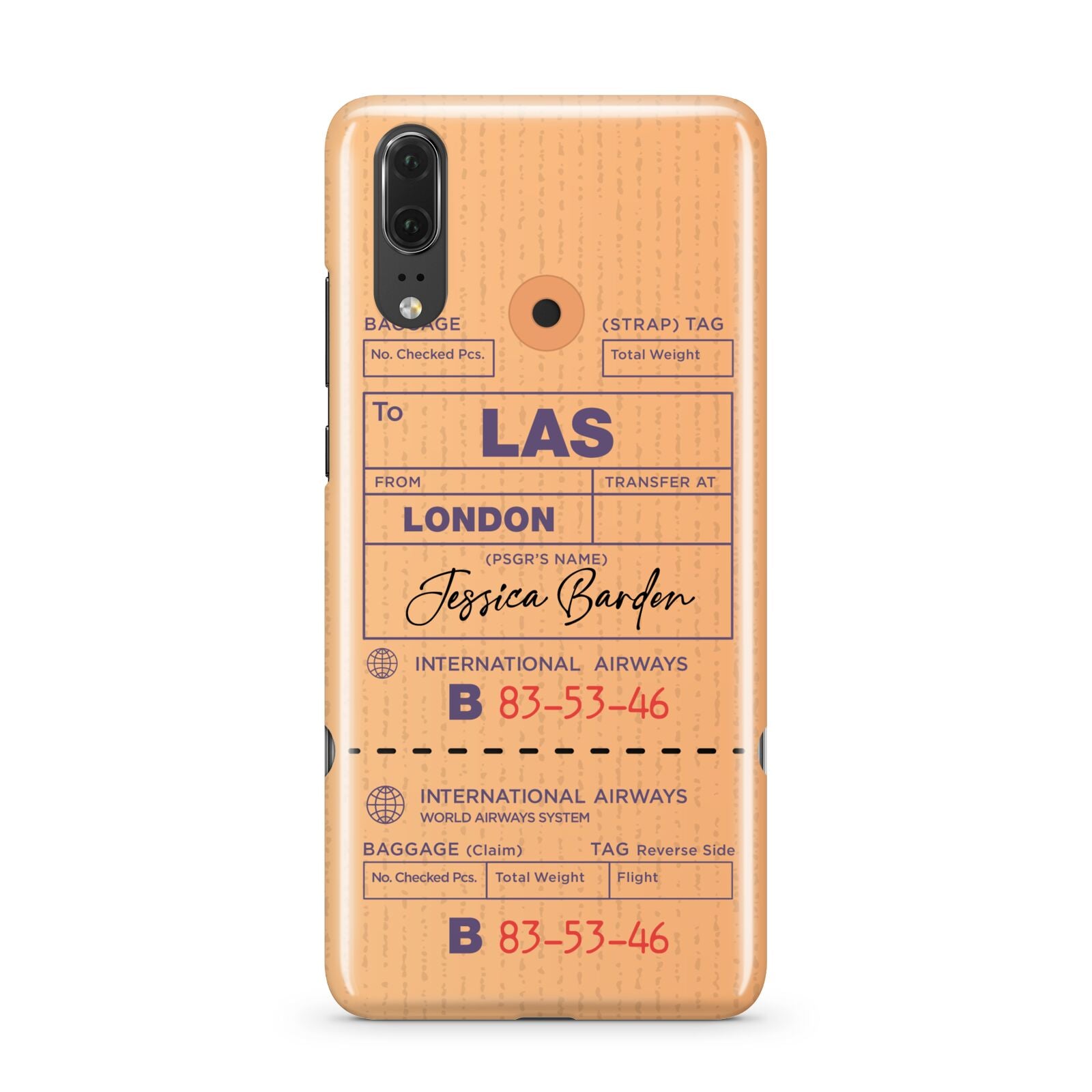 Personalised Luggage Tag Huawei P20 Phone Case