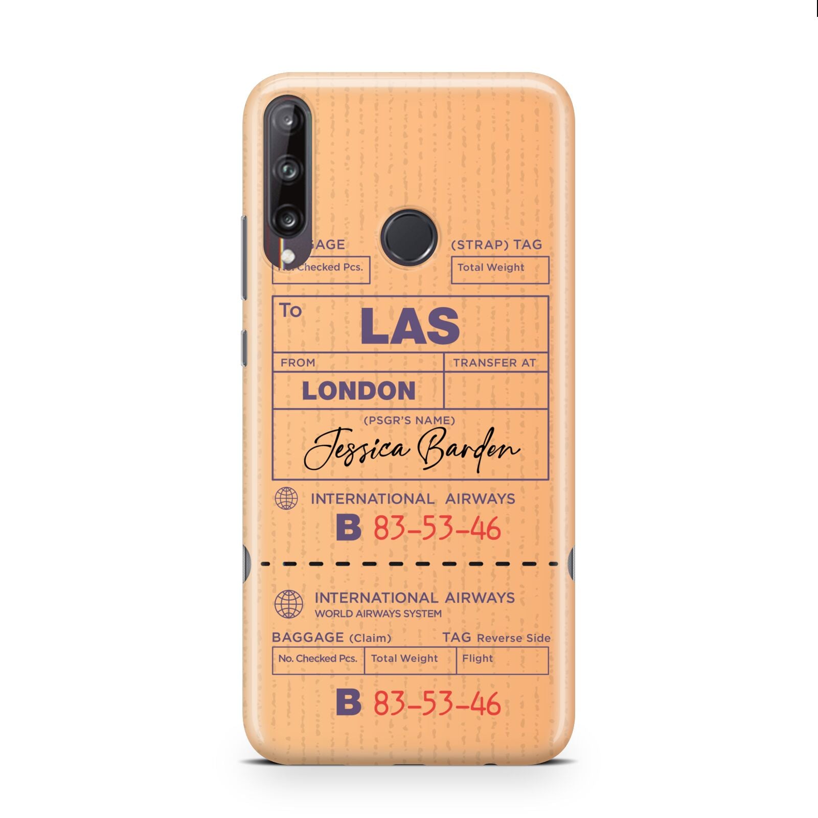 Personalised Luggage Tag Huawei P40 Lite E Phone Case