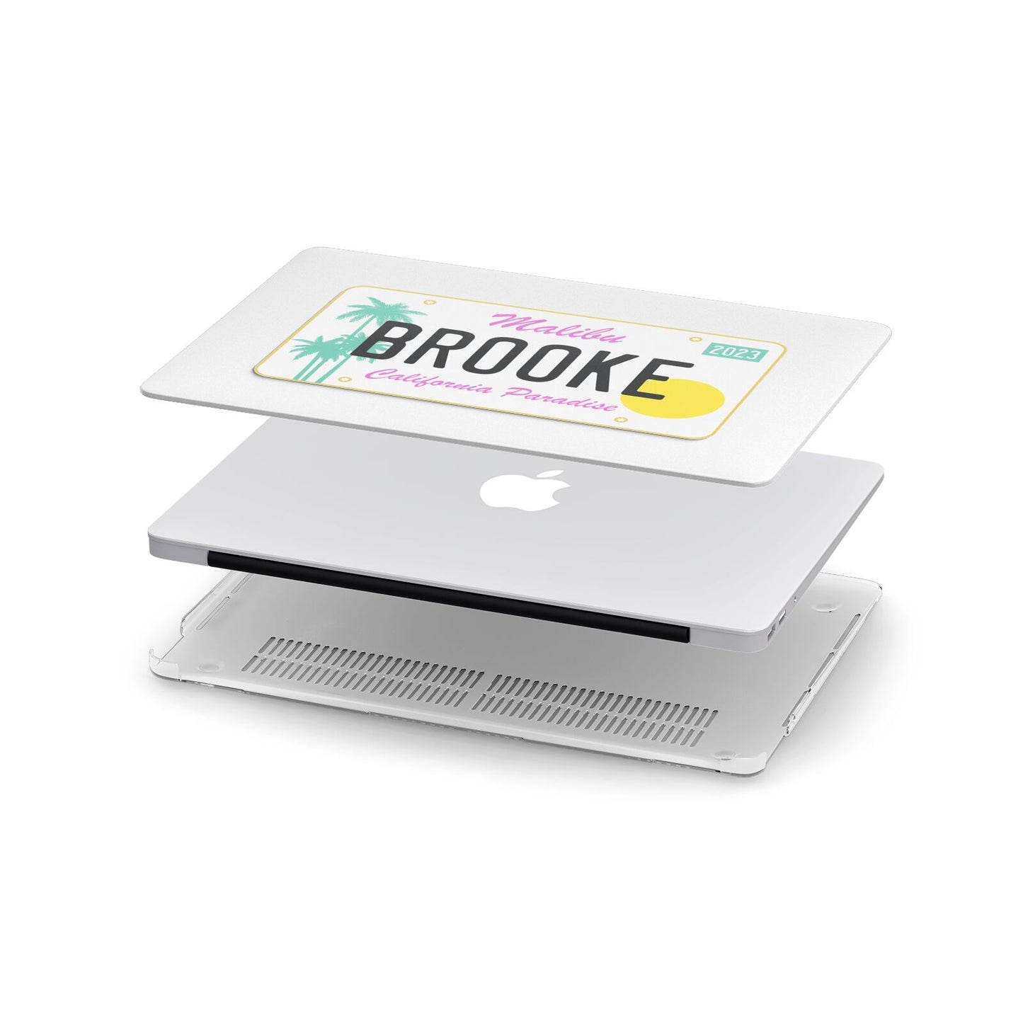 Personalised Malibu License Plate Apple MacBook Case in Detail