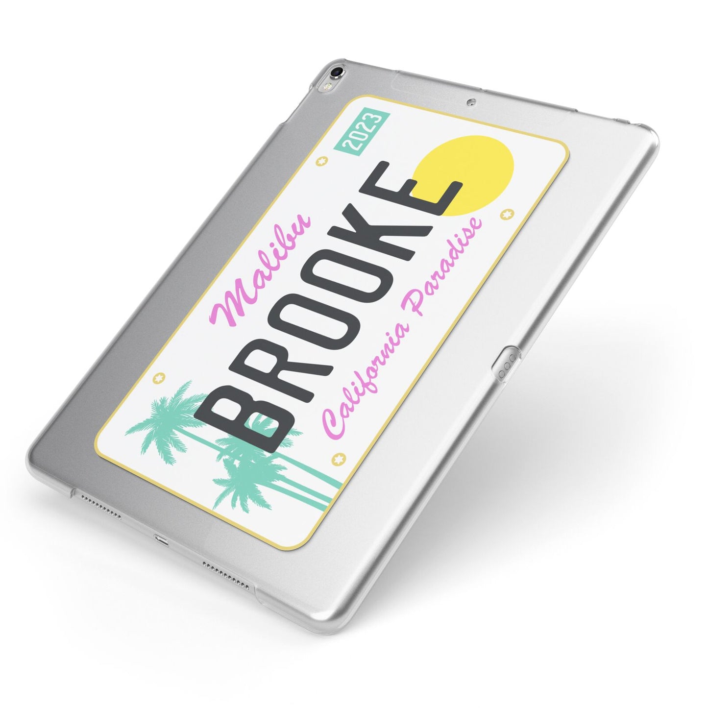 Personalised Malibu License Plate Apple iPad Case on Silver iPad Side View
