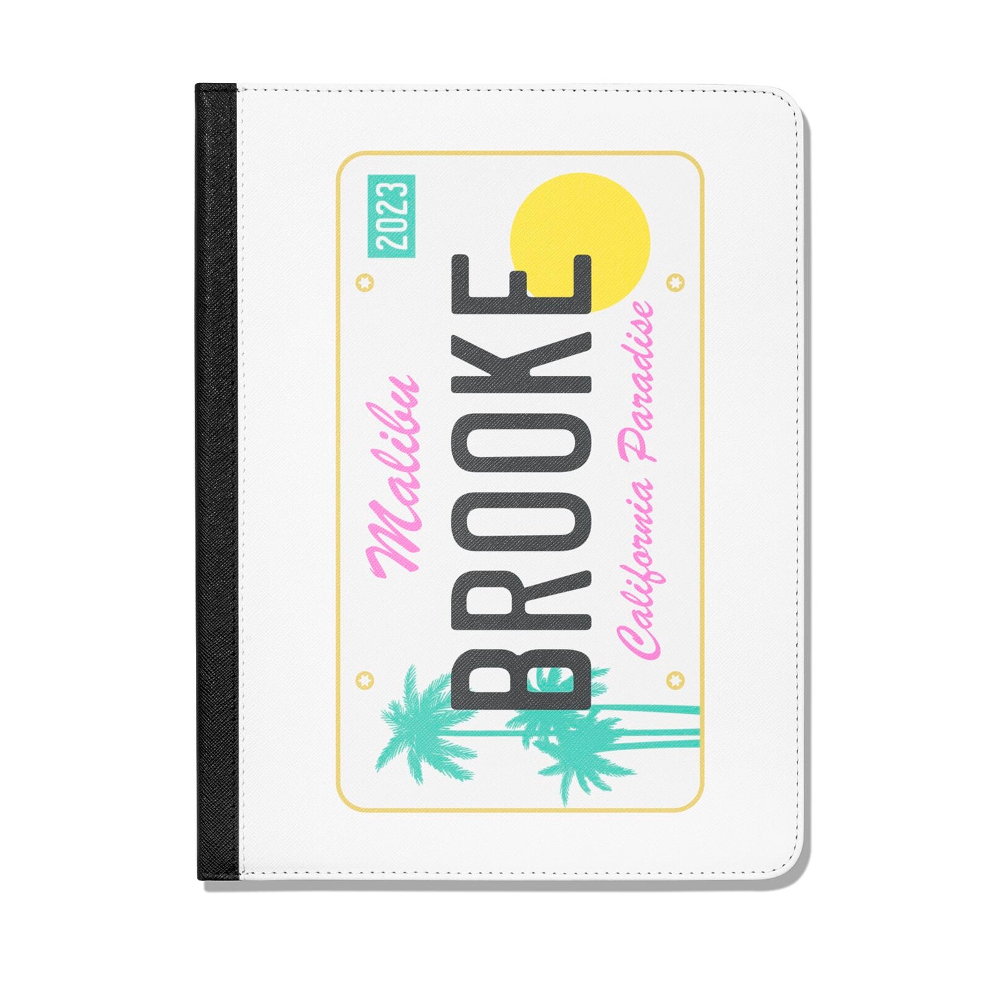 Personalised Malibu License Plate Apple iPad Leather Folio Case