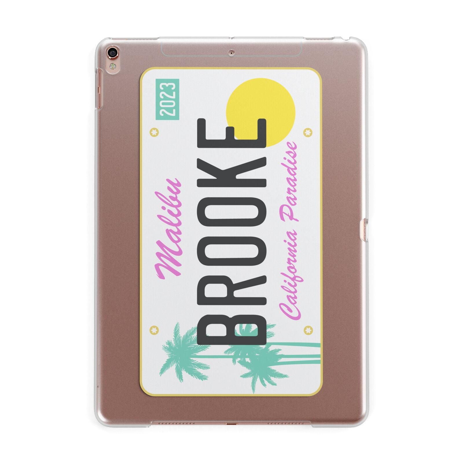 Personalised Malibu License Plate Apple iPad Rose Gold Case