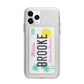 Personalised Malibu License Plate Apple iPhone 11 Pro in Silver with Bumper Case