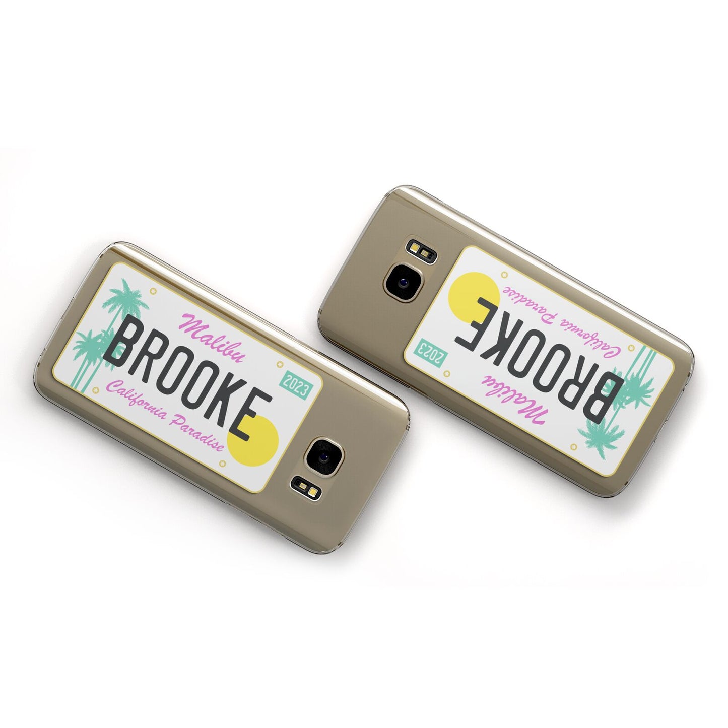 Personalised Malibu License Plate Samsung Galaxy Case Flat Overview