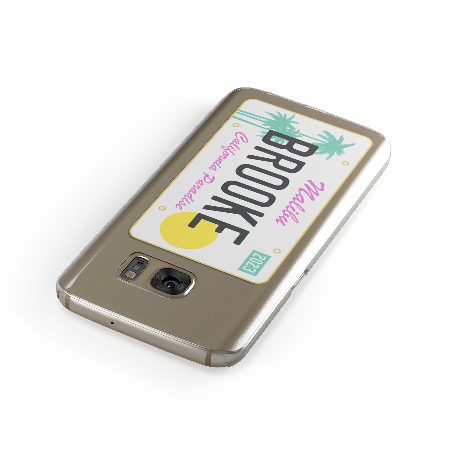 Personalised Malibu License Plate Samsung Galaxy Case Front Close Up