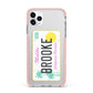 Personalised Malibu License Plate iPhone 11 Pro Max Impact Pink Edge Case