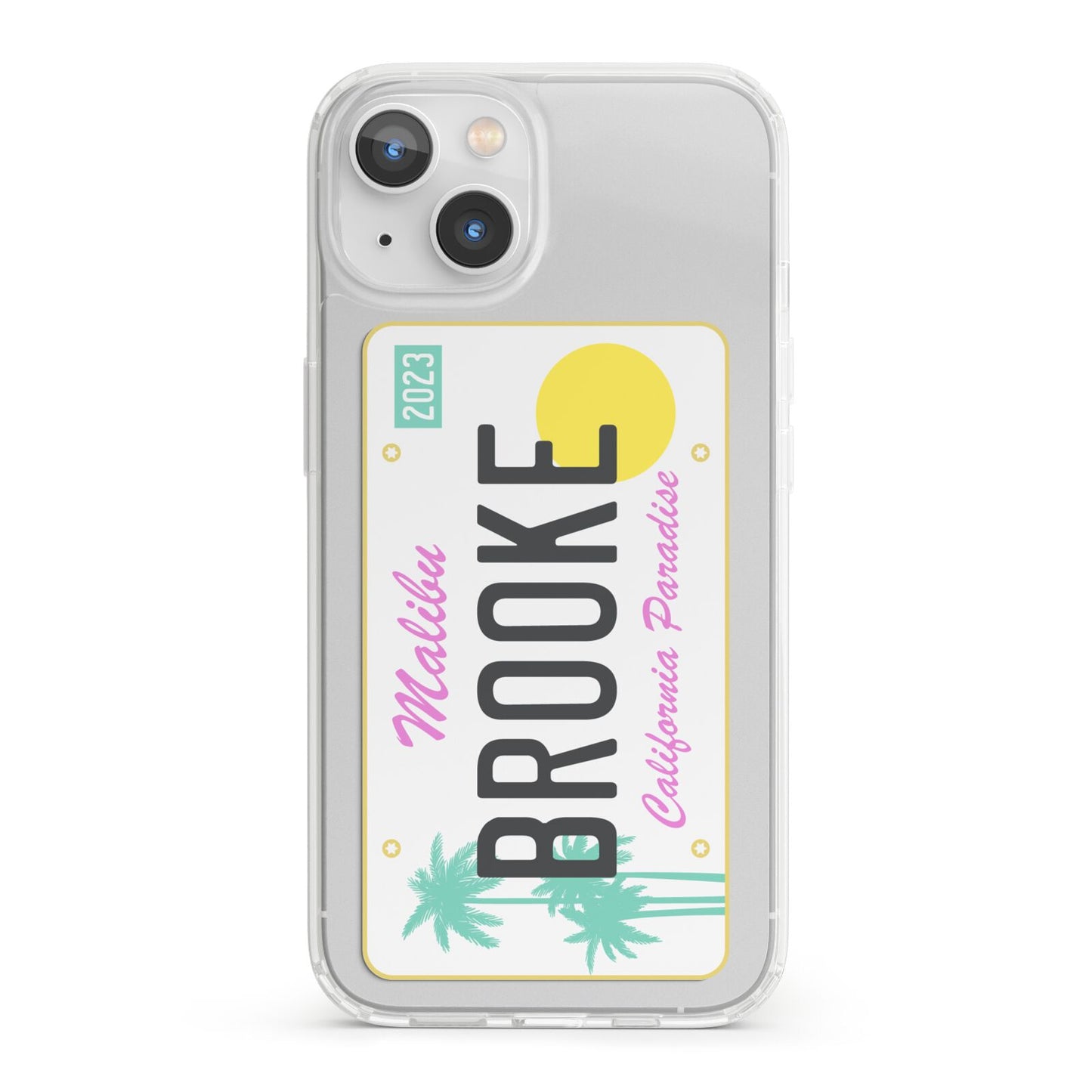 Personalised Malibu License Plate iPhone 13 Clear Bumper Case